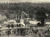 FIRED UP: The official opening of the Tasmanian Shale & Oil Co, Shale Rd, Latrobe, on the Great Bend of the Mersey, by Governor Barron on May 3, 1911. Picture: Tasmanian Mail, May 11, 1911