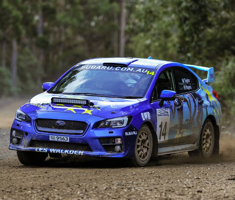 TRUE COLOURS: Molly Taylor with partner Bill Hayes in the Les Walkden-prepared Subaru WRX STi becomes the first woman driver to win a round of the Tasmanian Rally series taking out last weekend's Southern Safari.