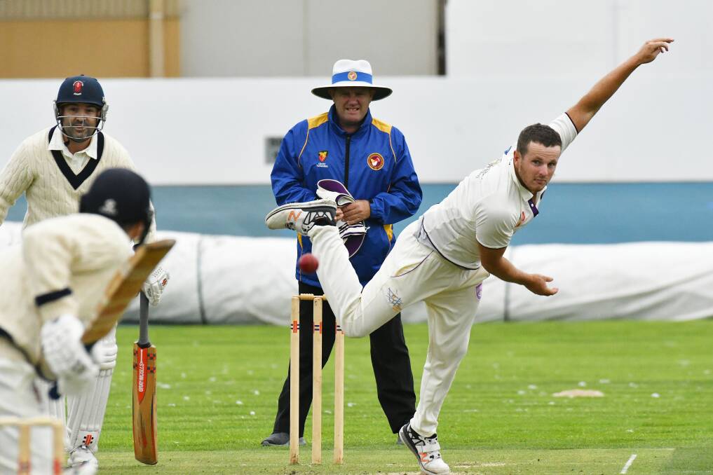 ATTACK: Burnie's Kurt Lamprey steams in to bowl during the semi-final against Devonport. He ended on 0/33. Picture: Brodie Weeding