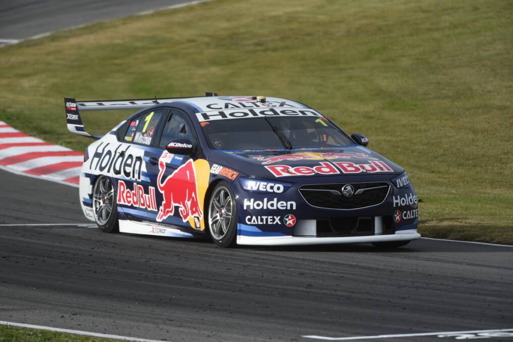 UNCERTAIN: Red Bull's Commodore ZB racing at Symmons Plains. The new engine for the model has been put on hold and Triple Eight Race Engineering has been left holding the fan belt after a big investment. Picture: Paul Scambler