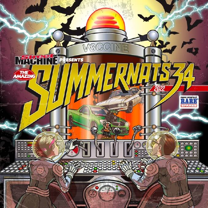 The fantastic Summernats 34 artwork by Melbourne artist Damon Greulich. Picture: Supplied