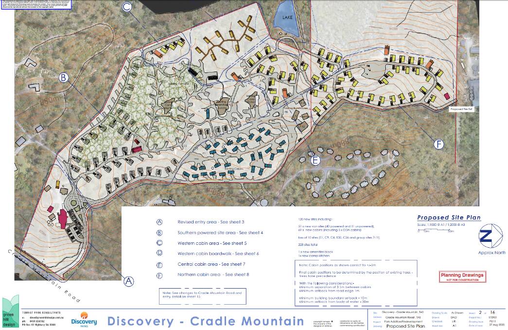 TWICE THE SIZE: The Discovery Holiday Park at Cradle Mountain may double its facilities in a $20 million development, if a permit to build more cabins and sites is approved by the Kentish Council. Picture: Kentish Council website
