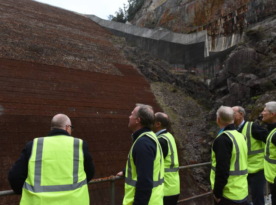 HYDRO VISION: Politicians, engineers and investors at the Cethana Dam. Picture: Paul Scambler