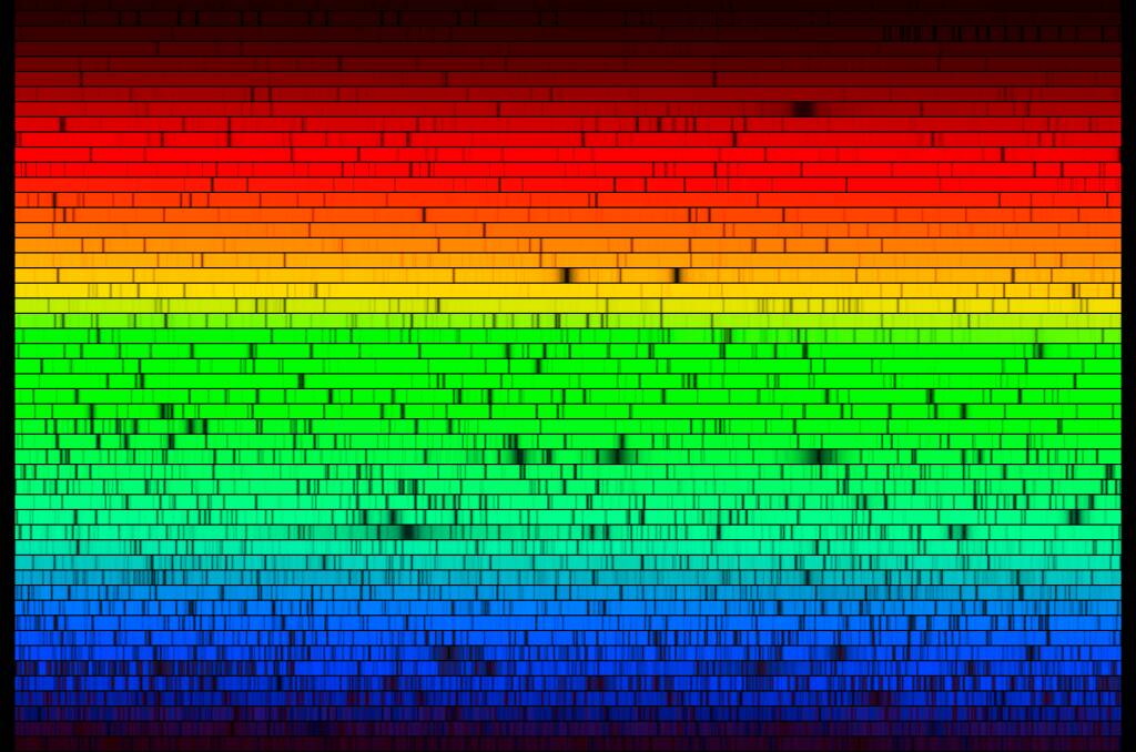 The barcode of the Sun. A very long spectrum was chopped in small chunks and then displayed one on top of another. Credit: NOAO/AURA/NSF