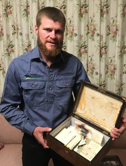Alex Hammond with the collection of letters from Lance Corporal Alexander McRae. Picture: Supplied