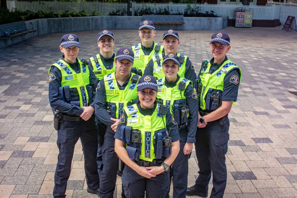 ON THE BEAT: Constables Emilie Grincais, Andy Hansen, Lucy Barr, Justin Alexander, Ben Kirkby, Hamish Fife, Aaron Nitschke, and William Richman started in the North on Wednesday. Picture: Paul Scambler