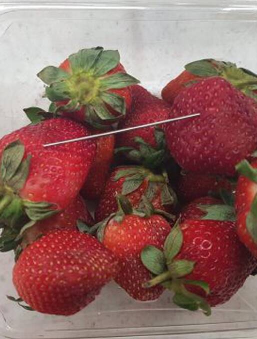 Contaminated strawberries in Queensland. Picture: AAP Image/Queensland Police