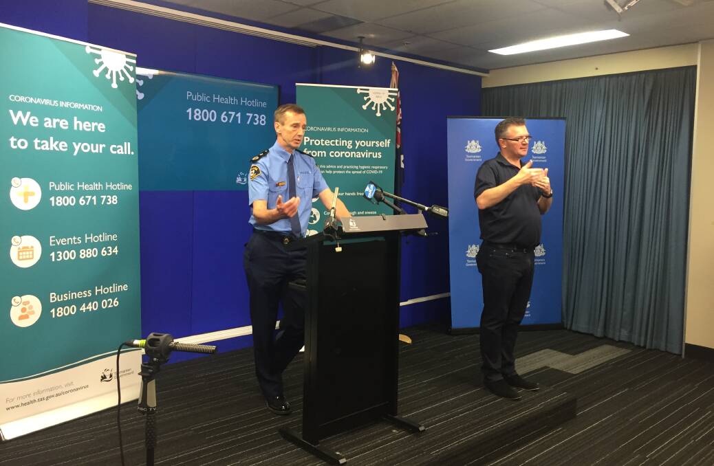 Tasmania Police Comissioner Darren Hine details the department's response to coronavirus. Picture: Sue Bailey
