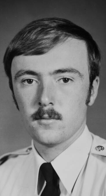 Senior Constable Ian Rhodes when he joined the academy in 1976. Picture: Supplied
