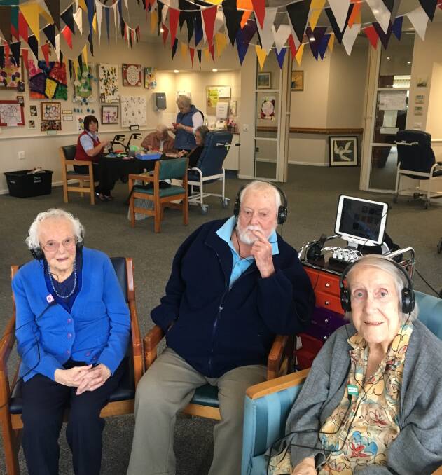 MUSIC: Grenoch Home residents Iris Saunders, Jim Stewart and Alice Edwards enjoying their favourite tunes ahead of the Meander Valley Festival of Creative Ageing.
