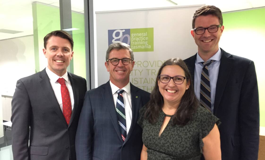 MEDICAL CHANGES: Tasmanian Liberal Senator Jonathon Duniam, Federal Assistant Health Minister David Gillespie, Australian College of Rural and Remote Medicine past president Lucie Walters, and Royal Australia College of General Practitioners president Bastian Seidel. 