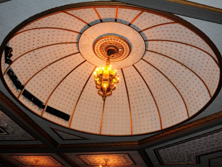 DOME: The Princess Theatre's distinctive dome is home to an ornate chandelier, illuminating the pressed tin ceiling. Picture: Supplied. 