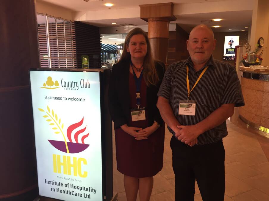 HEALTH AND HOSPITALITY: The University of Woolongong's Dr Karen Walton and Launceston General Hospital food services manager Dale Anderson at the IHHC conference. 