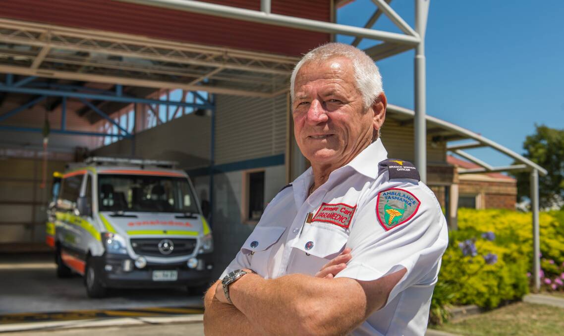 COMMITTED: George Town intensive care paramedic Mike Barrenger recently celebrated 40 years of service with Ambulance Tasmania. The 60-year-old hopes to continue in the role until he is 65. Picture: Phillip Biggs 