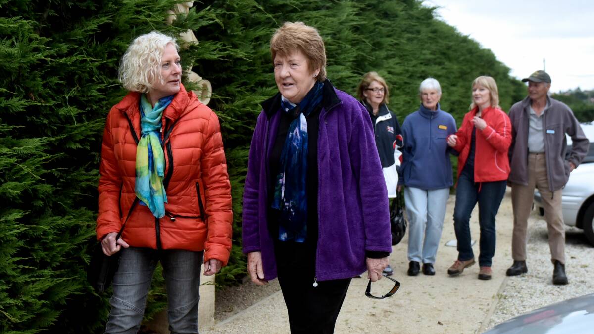 HEALING: Walking With Grief 'graduate' Julie Mulcahy and volunteer Carmel Baumgartner at Glebe Gardens. Picture: Neil Richardson 