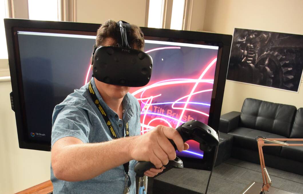 FUTURE: Launceston College assistant principal Mark Gleeson is facilitating virtual reality lessons for primary school students. Picture: Toli Papadopoulos 