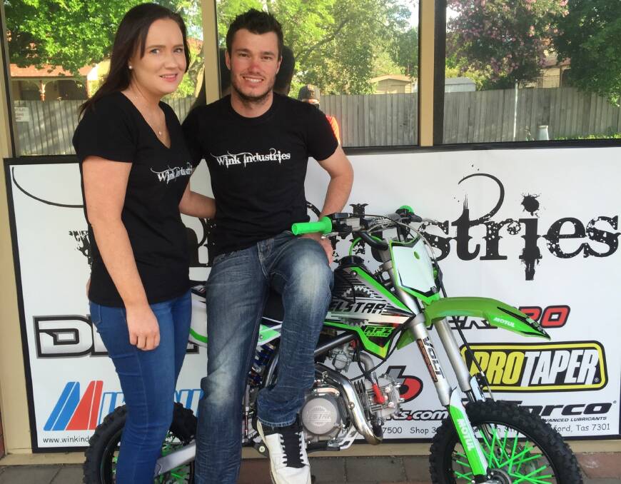 BUSINESS TIME: Ashley Green has opened up a pit bike shop with her partner Bradley Williams in Longford. 
