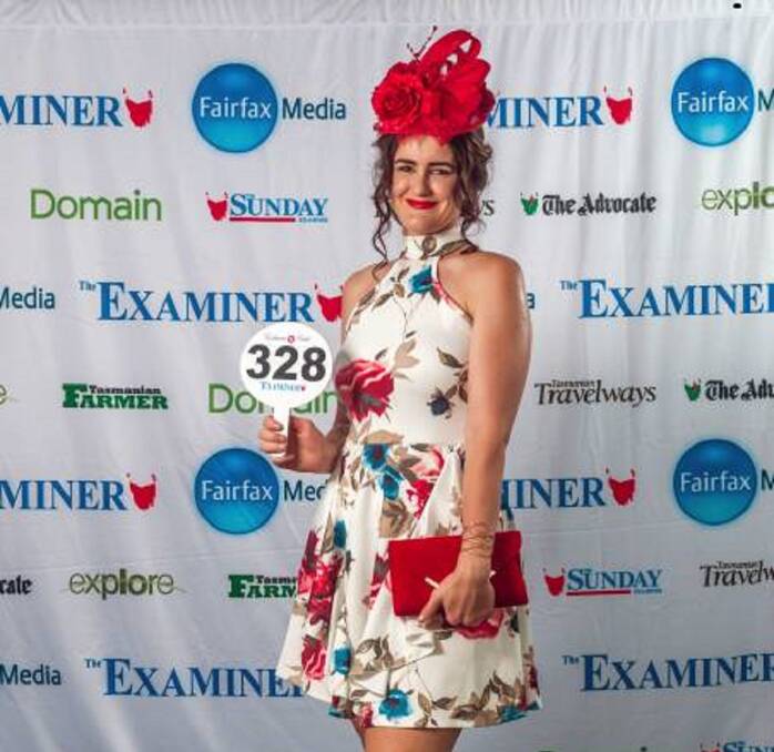 FASHION: Taylor Kelder of Launceston won the People's Choice Award for the Launceston Cup's Fashions on the Field. Picture: Phillip Biggs