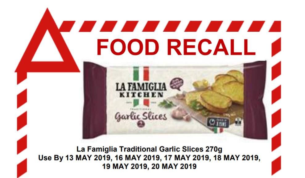 Goodman Fielder Limited is recalling La Famiglia garlic bread. Picture: supplied
