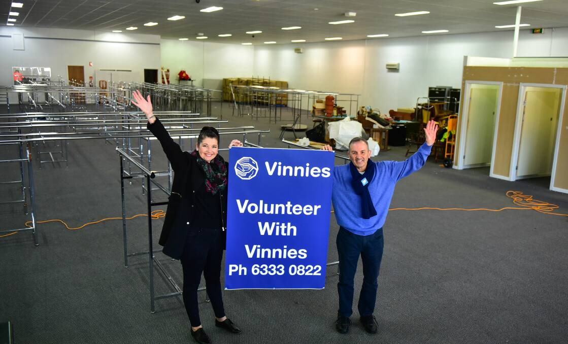 MASSIVE: St Vincent de Paul retail coordinator Mel Alty and state president Mark Gaetani are excited about their new space on Boland Street, which will be the not-for-profit's biggest in Tasmania. Picture: Neil Richardson