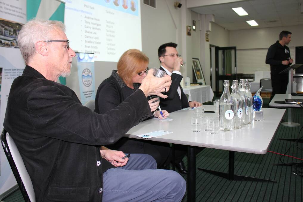 Judges get taste testing in the Best Tasting Water in Tasmania competition. Picture: supplied