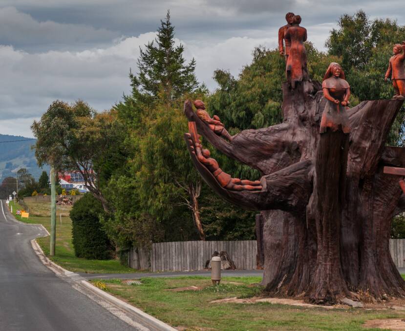 MEMORIES: The trees that became the carvings were planted in 1918 in memory of the fallen soldiers from the town. Picture: Phillip Biggs