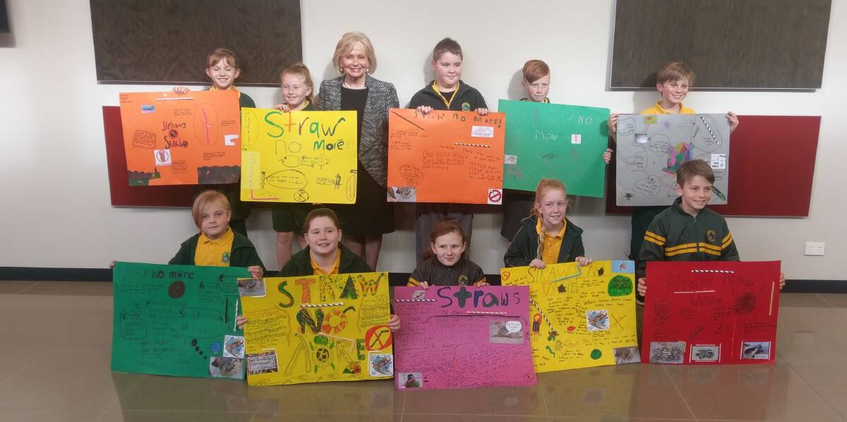 FROM THE HEART: West Tamar mayor Christina Holmdahl with 10 pupils from Exeter Primary School who visited the council. Picture: supplied