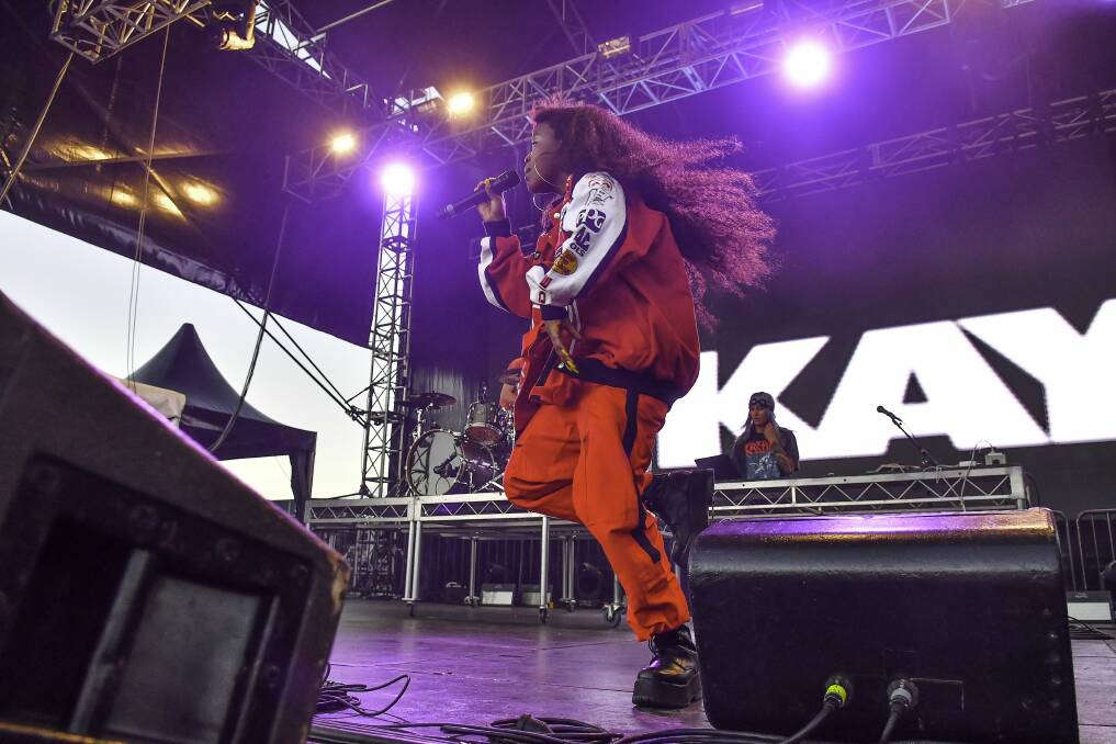 Tkay Maidza performs at Party in the Paddock. Picture: Scott Gelston