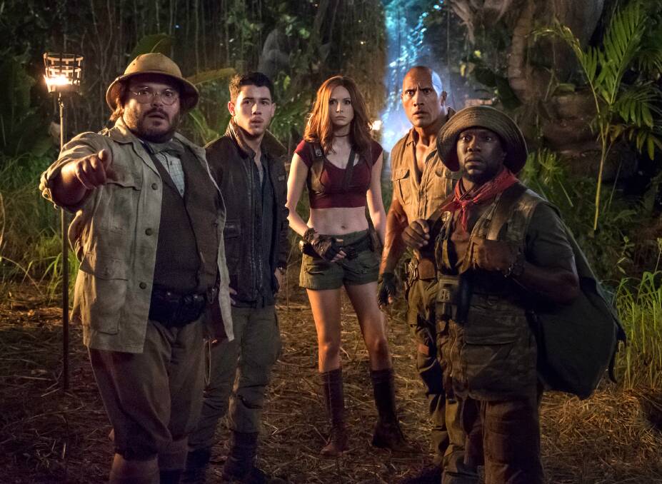 JUNGLE ADVENTURE: Jack Black, Nick Jonas, Karen Gillan, Dwayne "The Rock" Johnson and Kevin Hart star in Jumanji: Welcome to the Jungle, a sequel to the widely successful 1995 film Jumanji. Picture: Sony