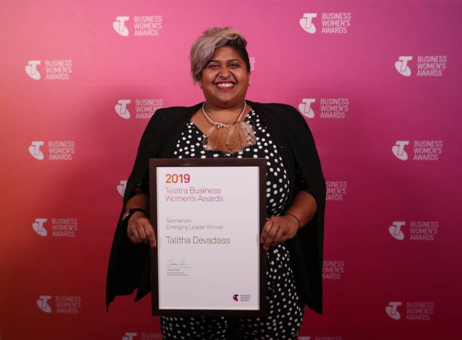 INSPIRING LEADERSHIP: The Van Diemen Project program manager Talitha Devadass won the Emerging Leader Award on Tuesday night. Picture: supplied