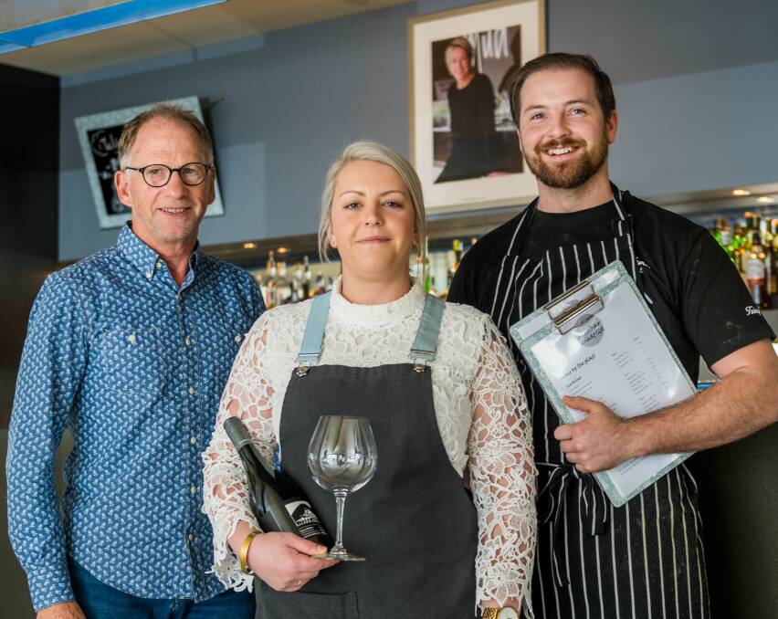 WINNER: Mudbar Restaurant owner Don Cameron with staff members Kathleen Le-Baldwin and Kristian Davey. Picture: Phillip Biggs