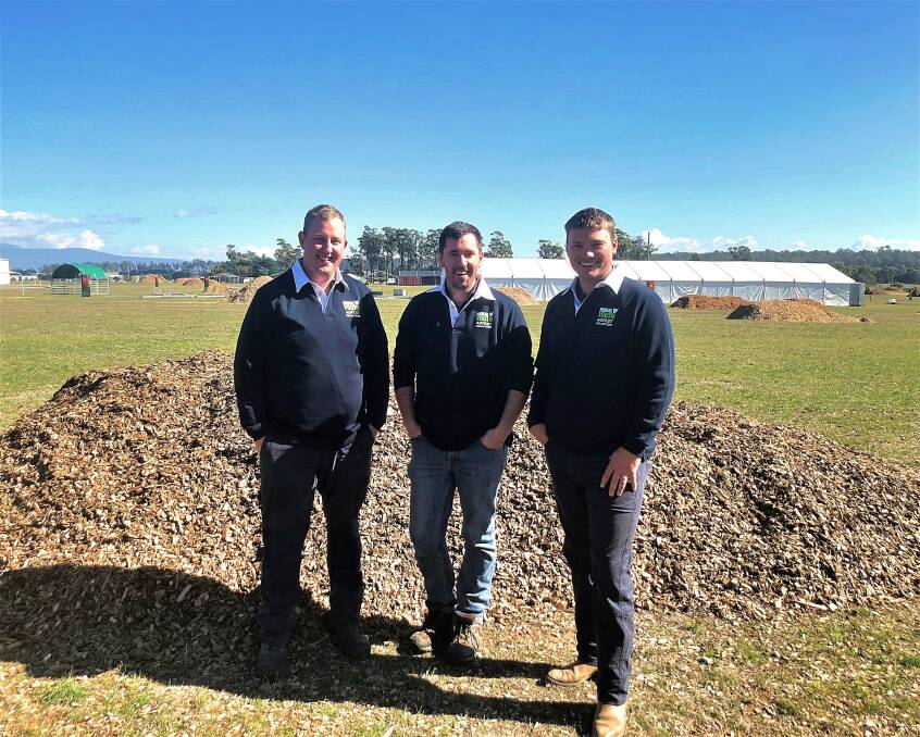Agfest operations manager Jake Williams, Rural Youth Tasmania president Dale Hayers, and Agfest chairman Owen Wooley. Picture: Kasey Wilkins