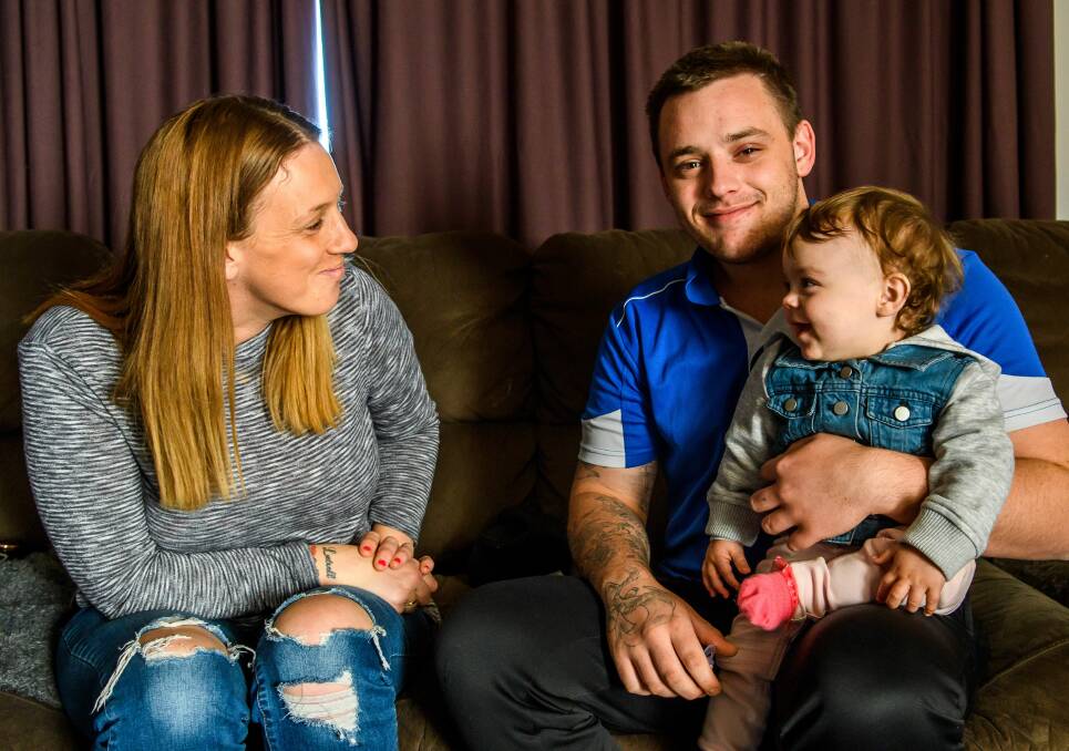 FAMILY: Harley Burling at her Newnham home with her brother Jayde Burling and his one-year-old daughter Rivah. Picture: Scott Gelston