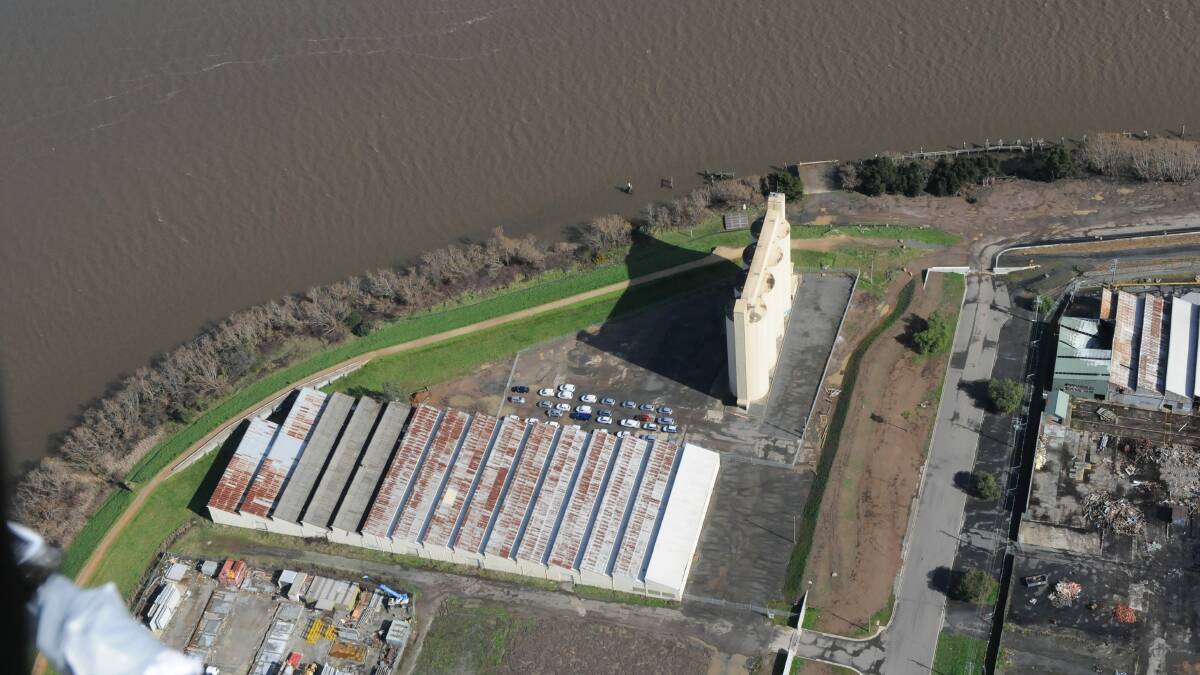 View of old silos from the air