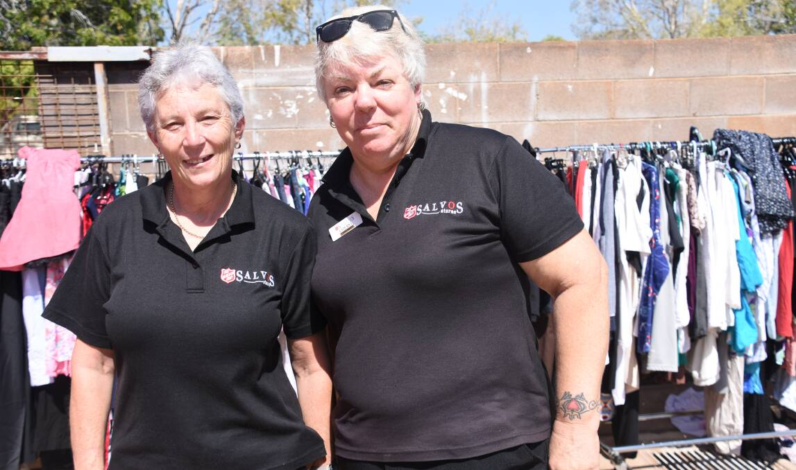 Lizzie Bormann and Cheryl Walton from the Salvation Army brought hundreds of clothing items to the Katherine Doorways Hub community lunch, and plan on hosting many more clothing drives in the future. 