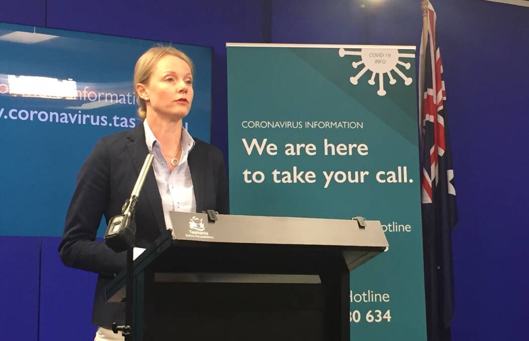 HELP: Health Minister Sarah Courtney outlined at Monday's briefing that medical staff would be arriving from interstate. Picture: Emily Jarvie.