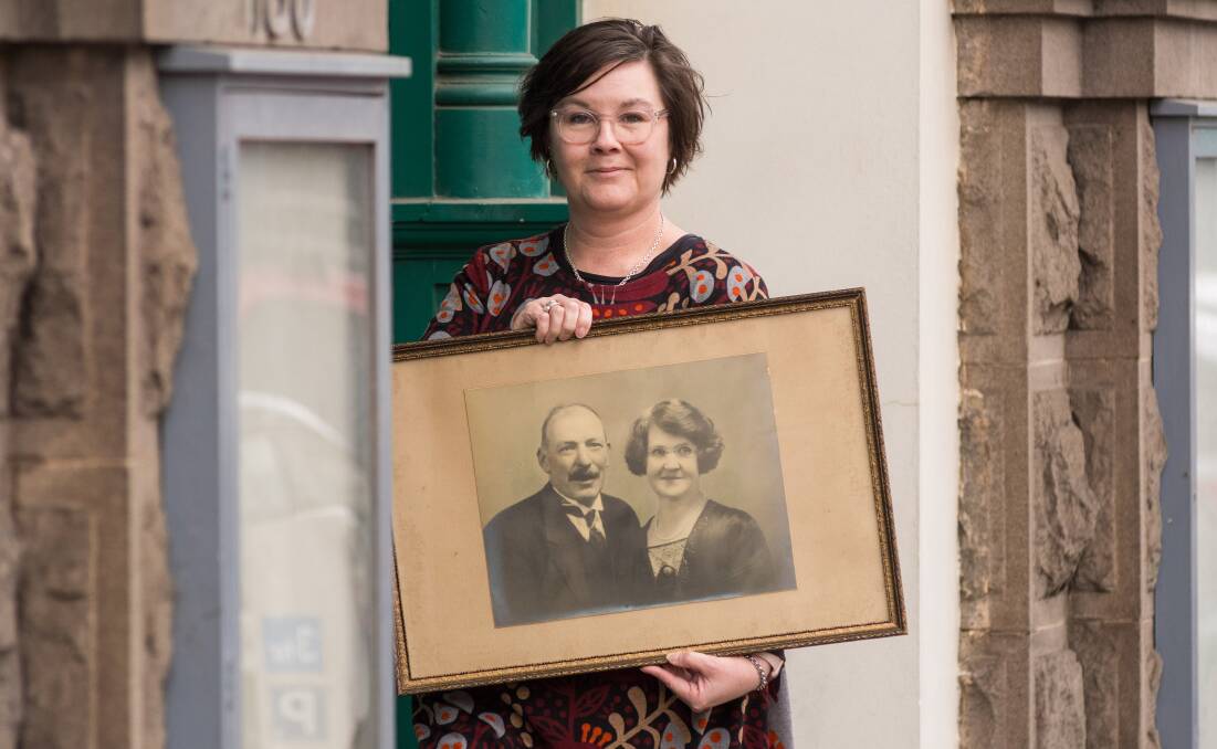 PRECIOUS MEMORY: Family history buff Mandy Wenn of Launceston found a photo of her great grandparents for sale on Facebook. Picture: Phillip Biggs.