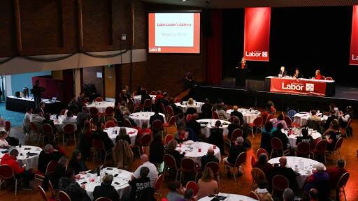 CONFERENCE: Labor leader Rebecca White addresses the 2019 state conference in Burnie.