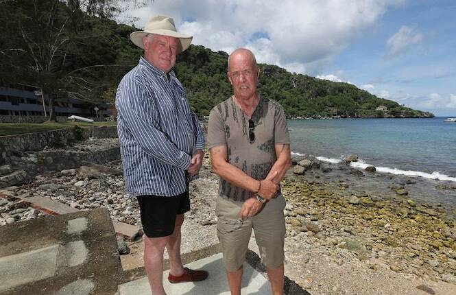 CHRISTMAS ISLAND: Shire president Gordon Thomson and chief executive and former Tasmanian David Price are working on a strategy for the Island's future that does not include a detention centre. Picture: Supplied.