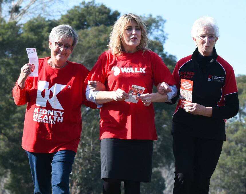 READY TO WALK: Debbie Brown, Mandy Moore and Mary Townsend are gearing up for the Big Red Walk on September 10. Picture: Neil Richardson