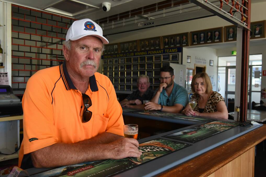SHOCKED: Trevallyn Bowls and Community Club acting president Andrew Baird, Wayne Harris, Leigh Kibacki and Jo Sims, all got together on Sunday at the club to raise a toast for their mates. Picture: Paul Scambler