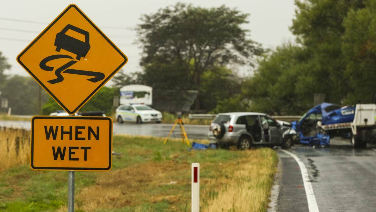 Scene of the crash on Mersey Main Road at Latrobe on Friday. Picture: Cordell Richardson