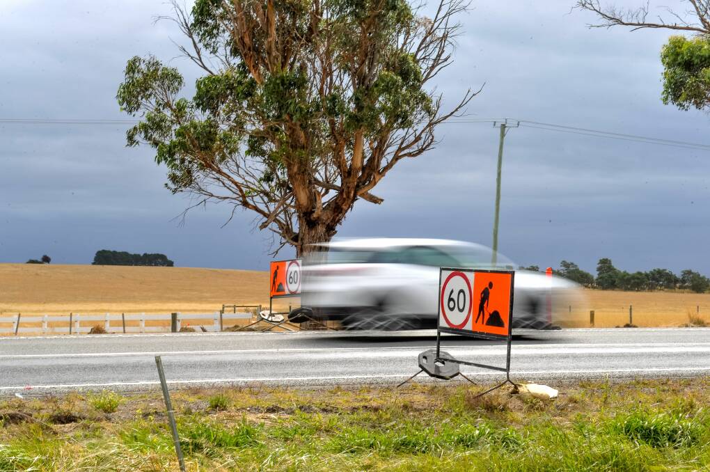 A file photo of traffic travelling through roadworks along the Midland Highway near Symmons Plains.