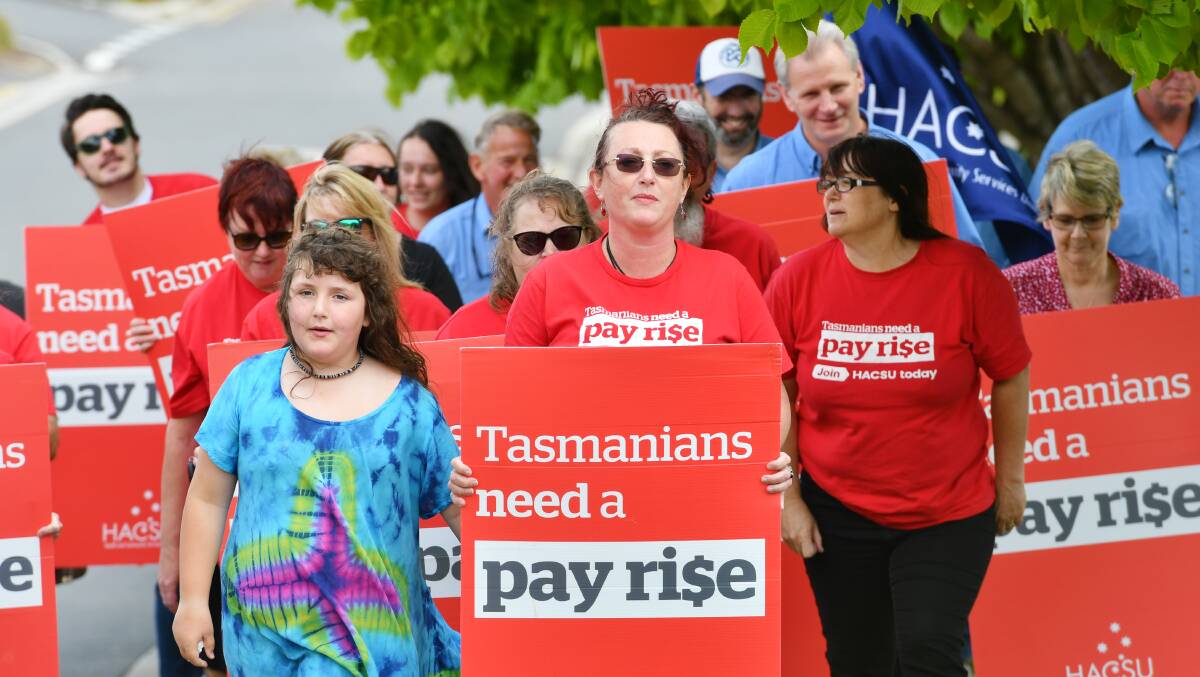 SEEING RED: Staff from the North West Regional Hospital walked off the job on Monday to call for a higher wage increase. Picture: Brodie Weeding  