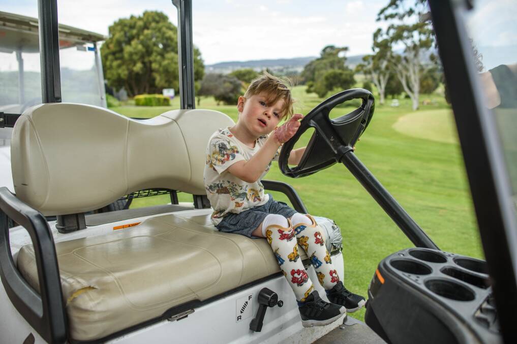 ARTHUR THE BRAVE: Two-year-old Arthur Long at the Riverside Golf Club. A fundraiser was held at the club for Arthur. Picture: Scott Gelston