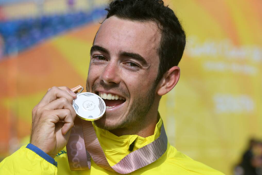 Launceston's Jake Birtwhistle won a silver medal in the triathlon at the Gold Coast Commonwealth Games. Picture: AAP