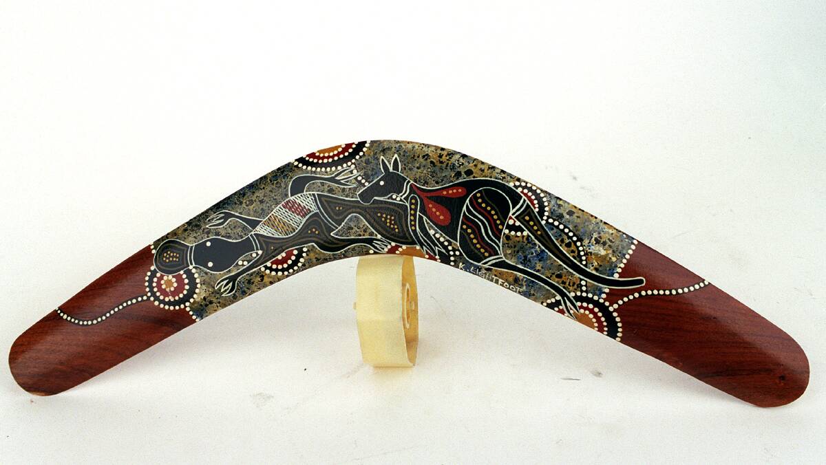 An Australian-made painted boomerang.