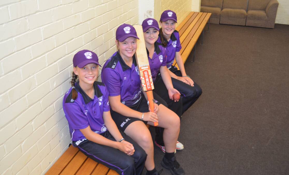 Northern Force cricketers Ava Curtis, Amy Duggan, Jordyn Hayes and Georgie Nicolson in the change rooms at the NTCA Ground. Picture: Adam Holmes