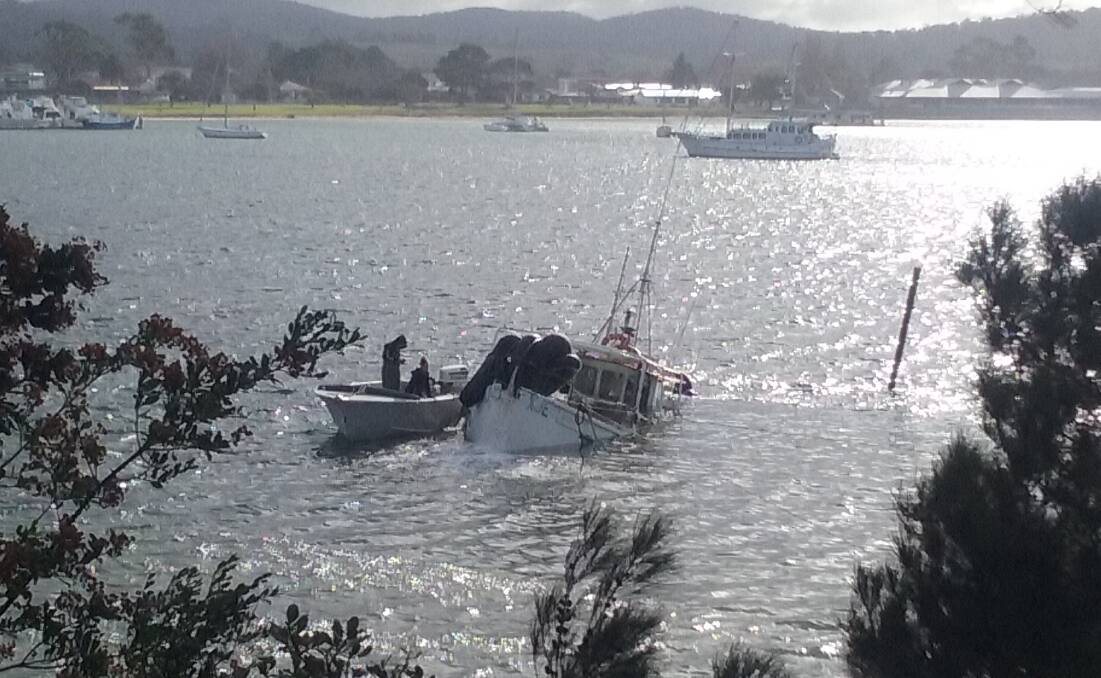 The 40-foot fishing boat that sank in Georges Bay earlier this month. Picture: Supplied