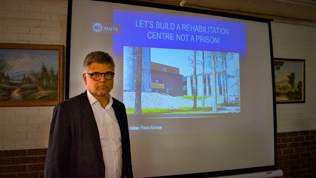 Greg Barns SC spoke in Deloraine on Sunday about the need for a rehabilitation "centre" rather than a new prison in Tasmania's North - and it should be at Launceston. Picture: Adam Holmes